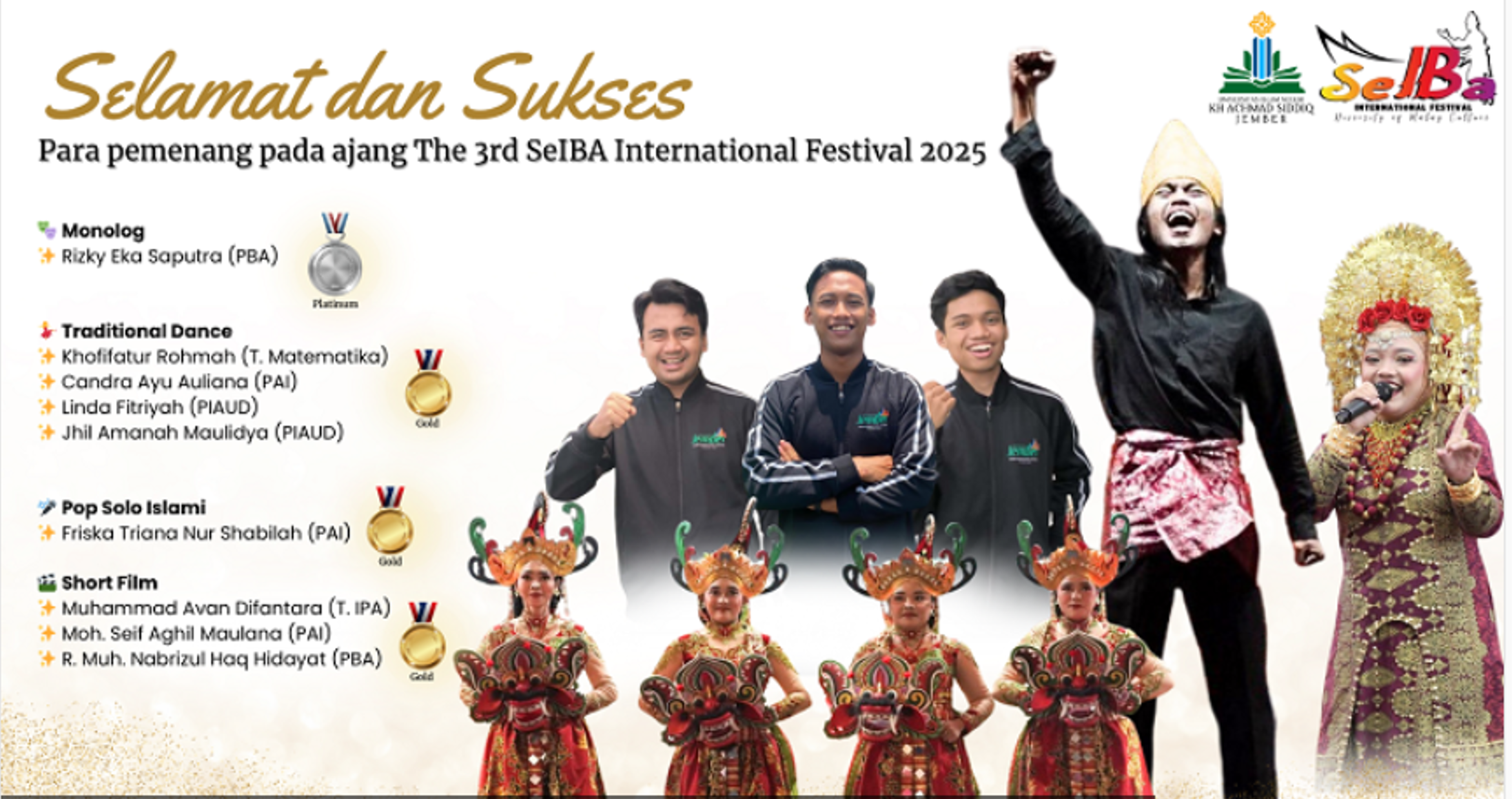 FTIK UIN KHAS Jember Borong 9 Medali di Ajang SeIBA International Festival 2025